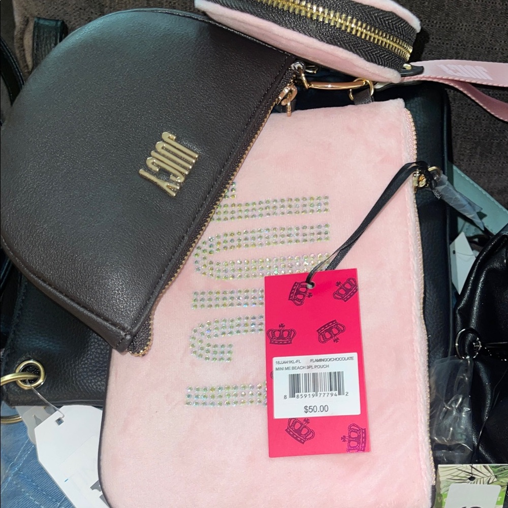 Juicy Couture Mini Me Pink and Black Wristlet Trio - Picture 2 of 5